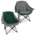 Northroad Oversized Padded Camping Chair Grey & Green - Heavy Duty Foldable Lawn Chair with Cup Holder, 300lbs Capacity