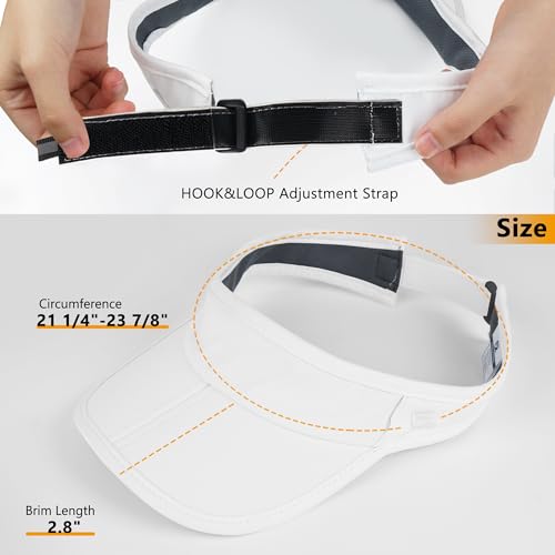 GADIEMKENSD Foldable Sun Visor Hat UPF 50+ Adjustable Wide Brim - White, 6 3/4-7 3/8