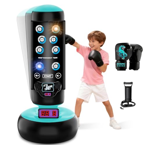 Kids Boxing Punching Bag with Music and Lights 66 Inch Inflatable Toy Set
