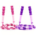 Kids Beaded Jump Rope Adjustable Tangle-Free Segmented Skipping Rope - Pink & Purple