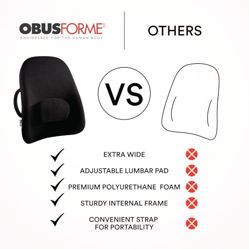 ObusForme Wideback Back Support Cushion with Lumbar Pillow - Ergonomic Seat & Posture Support