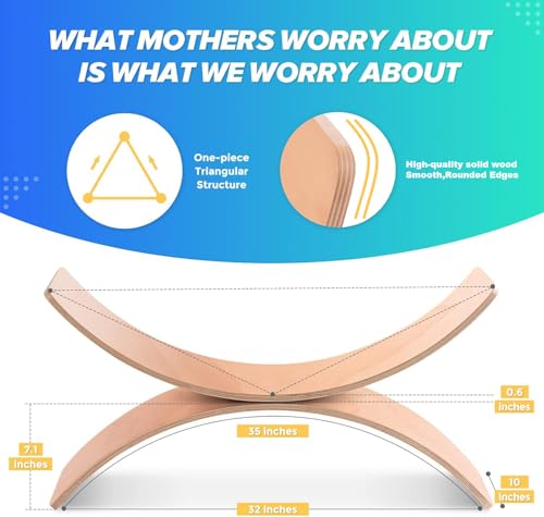 Kids Wooden Balance Board 36 Inches Natural Wood Montessori Wobble Toy