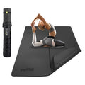 Black Extra Thick Yoga Mat 6x4 ft with Resistance Bands - Extra Cushion