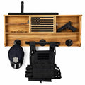 GUTE Police Wall Mounted Tactical Gear Rack with Blue American Flag & Lock - Law Enforcement Organizer