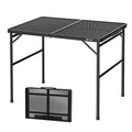 Villey 3ft Folding Camping Table with Adjustable Legs - Black Aluminum Grill Table