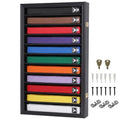 Martial Arts Belt Display Case Wall Rack with Lockable Acrylic Door - 11 Rows, Black Finish