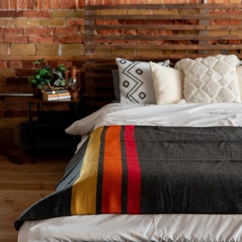 Rainier Wool Blanket - Sunset Peak King Heavy Warm Wool Bed & Camping Blanket
