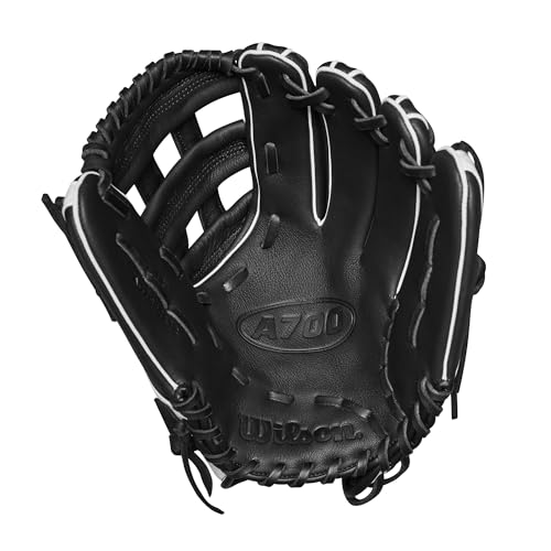 Wilson A700 12" Fastpitch Softball Glove Black/White - Right Hand Throw, Infield