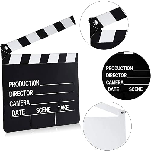 BBTO Movie Film Clap Board - 10 Pieces Writable Directors Clapper | 7 x 8 Inch Black & White