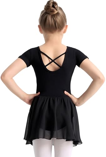 Girls Ballet Leotard for Toddlers with Criss-Cross Back - Black 4-5T
