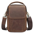 Augus Genuine Leather Small Messenger Bag Purse for Men - Brown