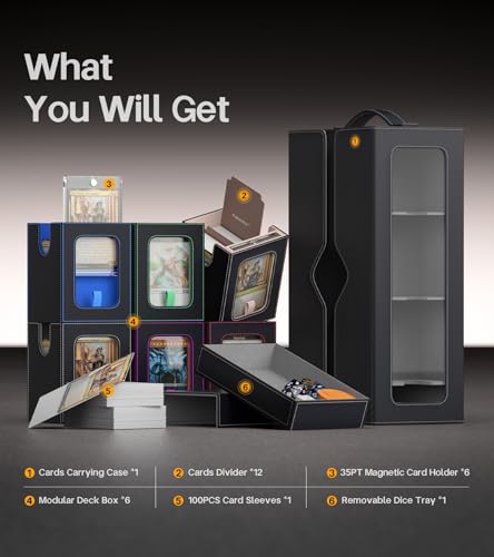 MTG Commander Deck Box with 6 Modular Card Cases & Accessories - Multicolor