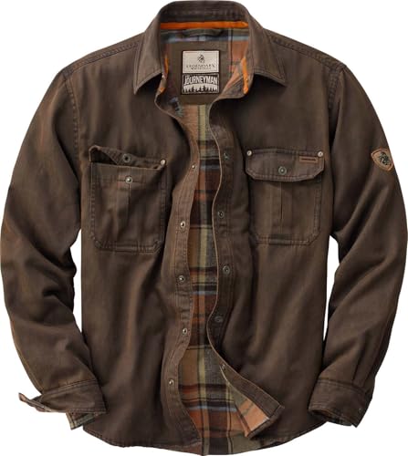 Legendary Whitetails Men's Flannel Lined Waxed Cotton Shirt Jacket Tobacco XL