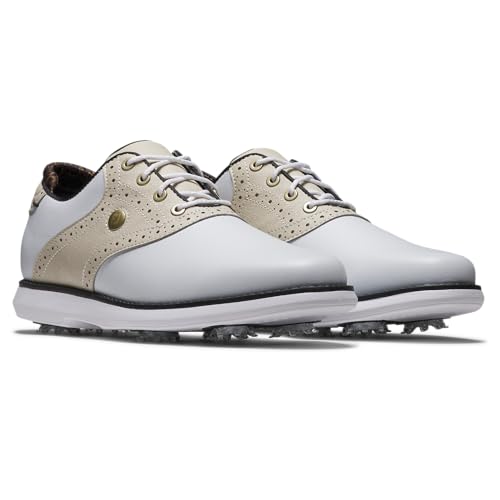 Golf Shoes Women Waterproof Performance Style with Clear Variation - 8.5 White Tan Black