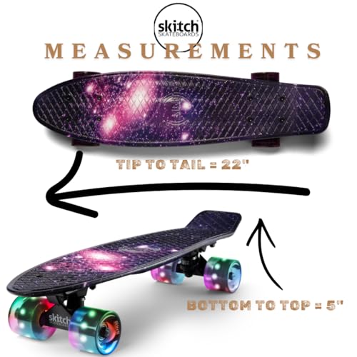 Purple Galaxy LED Skateboard for Kids & Teens - Complete Mini Cruiser Set with Backpack & Video Course