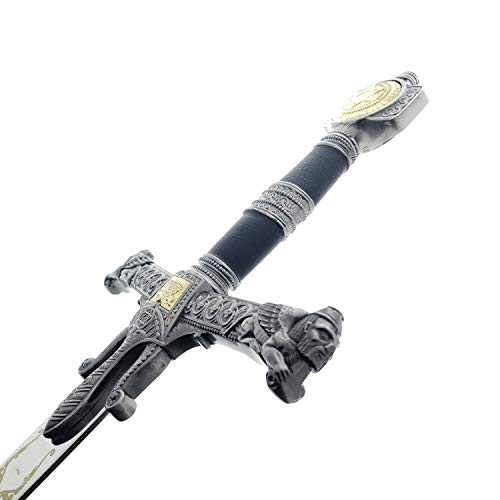 Black 47-Inch King Solomon Sword with Display Plaque for Wall Decor & Collection