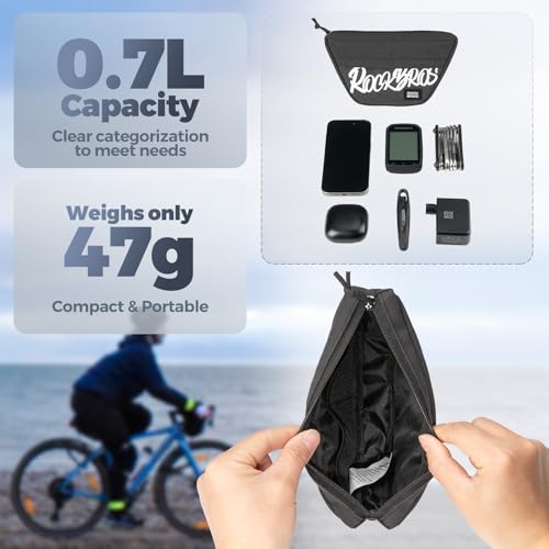 ROCKBROS Bike Handlebar Bag Black Compact Front Storage Pouch for Cycling