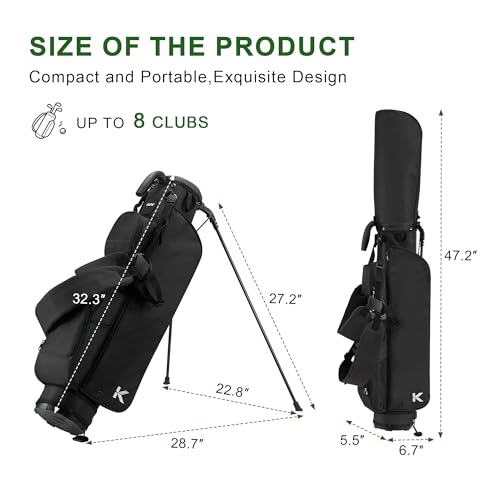 KVV Black Lightweight Pitch and Putt Golf Stand Bag with Adjustable Straps