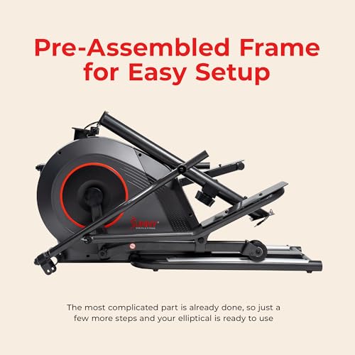 16-Inch Stride Sunny Health & Fitness Upright Elliptical Machine with Pulse Sensor