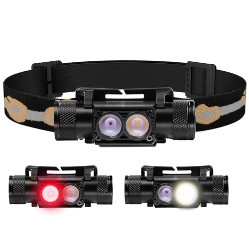 Rechargeable LED Headlamp with Red Light 500 Lumens Waterproof Camping Light