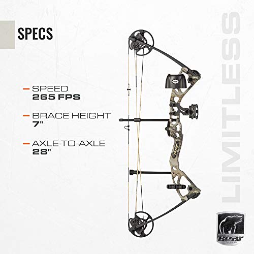 Bear Archery Limitless Dual Cam Compound Bow with Quiver Sight Rest - Bow