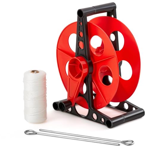 PullCrease Red Deluxe Baseball & Soccer Field Line Winder Kit with 500ft Nylon Line