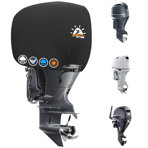Boat Motor Cover Waterproof Heavy Duty 25-50 HP Black - Fade-Resistant