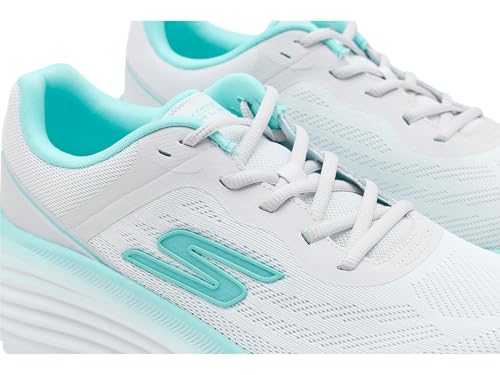 Max Cushioning Women's Sneakers - White Aqua, Size 6.5, Breathable Mesh