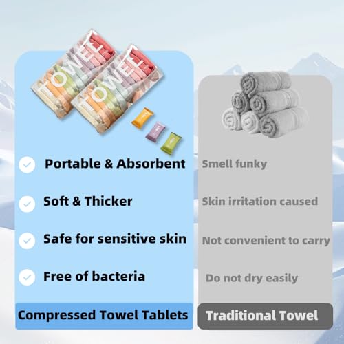 Colorful Disposable Compressed Towels - 28 Pcs Travel Washcloth Tablets