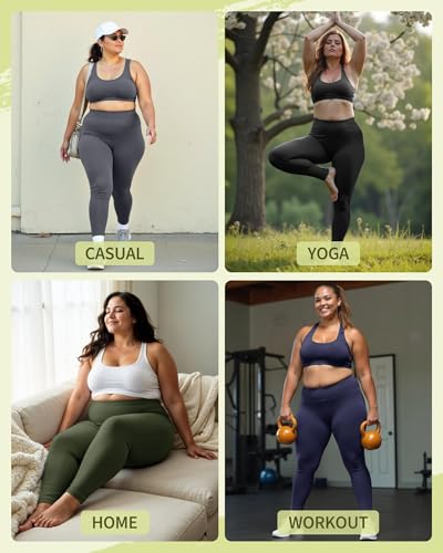 Plus Size High Waisted Leggings with Pockets for Women - Black 3X-Large A-1#Black