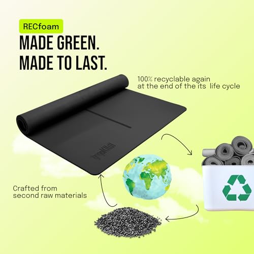 Black Extra Thick Yoga Mat 6x4 ft with Resistance Bands - Extra Cushion