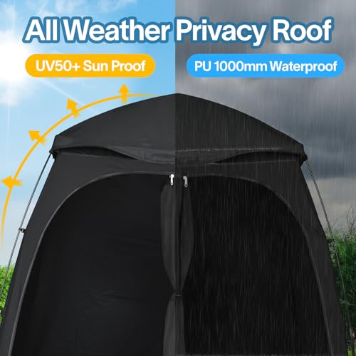 EighteenTek Black 83" x 47" x 78" Pop-Up Shower Tent with Hub & Floor, Portable Privacy Shelter
