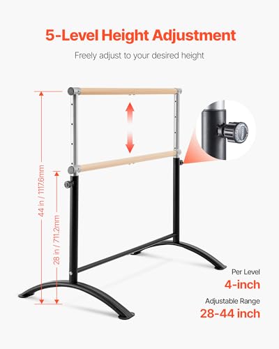 46.8x27.4 Inch Freestanding Adjustable Ballet Barre for Home & Studio - Anti-Wobble Fitness Equipment