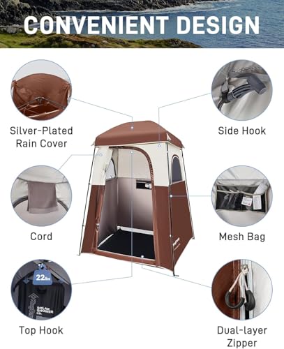 KingCamp Portable Shower Tent with Privacy Room - 1 Room Version for Camping & Beach