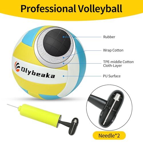 Olybeaka 20FT Outdoor Volleyball Net Set Black and Green for Backyard & Beach