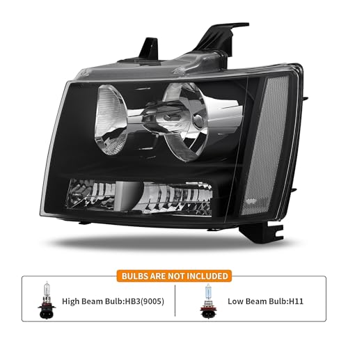 APSVE Headlight Assembly for Chevy Tahoe Suburban 2007-2014 Black or Chrome
