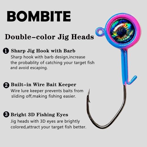 Crappie Jig Heads 1/8oz - 40 Pack Fishing Hooks Swimbait Jig Head