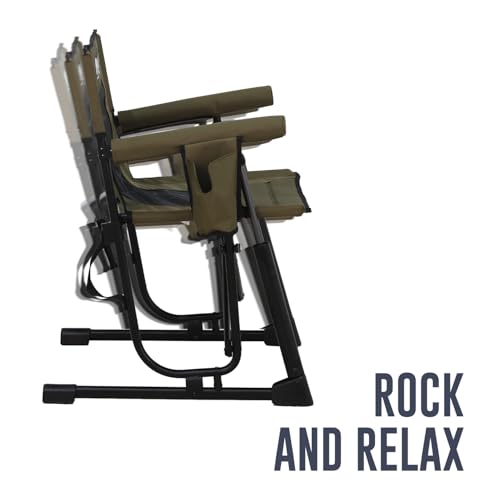 Go-Flow Compact Rocking Camping Chair with Armrests & Drink Holder - Wild Green