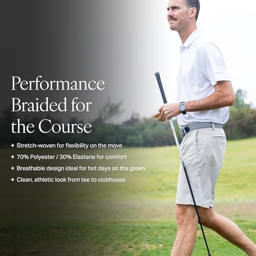 Braided Ratchet Golf Belt - Stretch Fit Up to 50 Inches - Men's Casual & Golf Accessory