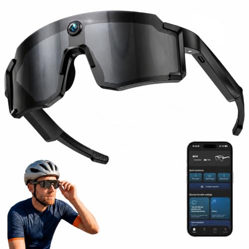 Black AI Smart Glasses with 4K POV Camera, Hands-Free Video Recording