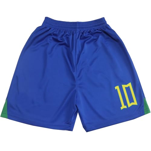 Youth Soccer Jersey Shorts & Socks Set Vintage Brazil #10 Yellow 28