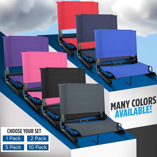 Sports Unlimited Black 2-Pack Wide Bleacher Chairs with Back & Cushion – Stadium Seats with Support