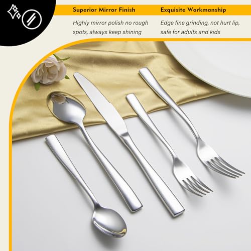 8-Piece Heavy Duty Stainless Steel Flatware Set - Mirror Polished Cutlery for 8, Durable Kitchen Utensils