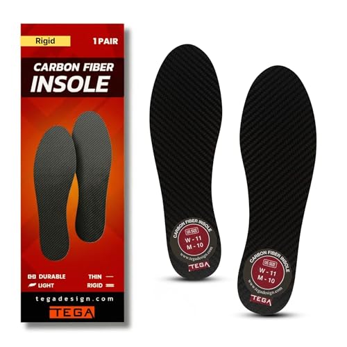 TEGA Carbon Fiber Insole for Sports & Hiking - Women's 10.5 / Men's 9.5, Foot Fractures & Toe Conditions