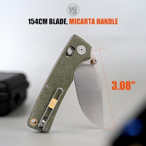 Vosteed Porcupine ModSwap™ Green Folding Knife - 3.08” 154CM Blade, Micarta Handle