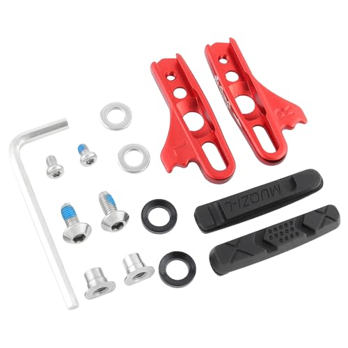Bike Carbon Fiber Rim Brake Pads - Red - 1 Pair for Bicycle C-Brake Shoes