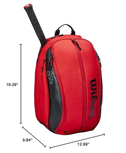 WILSON RF DNA Tennis Backpack - Red/Black, Holds up to 2 Rackets