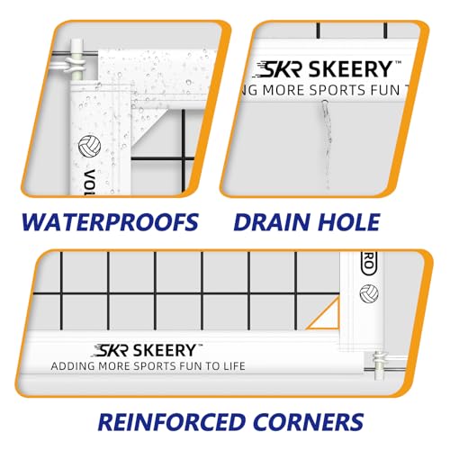 SKEERY Professional Volleyball Net 32x3.3ft, Official Size with Steel Cables & Reinforced Design