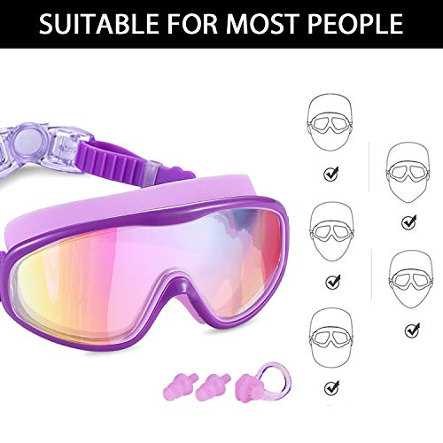 Kids Swim Goggles Set - Purple & Pink, Suitable for 3-15 Years Old