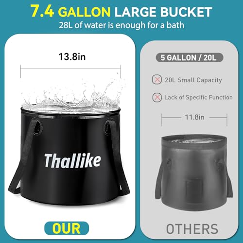 Portable Hot Shower Kit with Tent - 1000W Immersion Heater, Folding Bucket, Rechargeable Pump